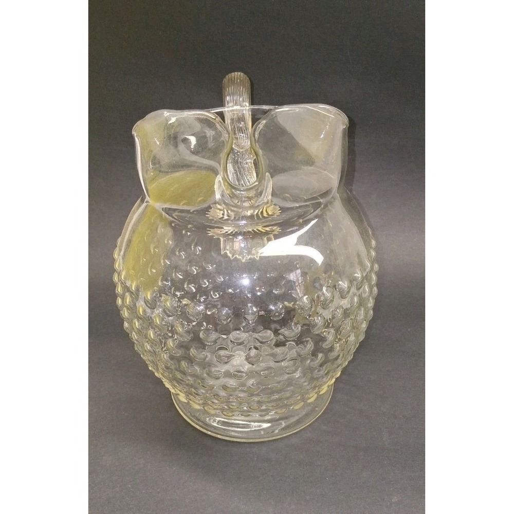 MacBeth Evans Glass MACHOB Crystal Bulbous Ice Lip Water Pitcher (Reeded Handle) - Picture 4 of 7